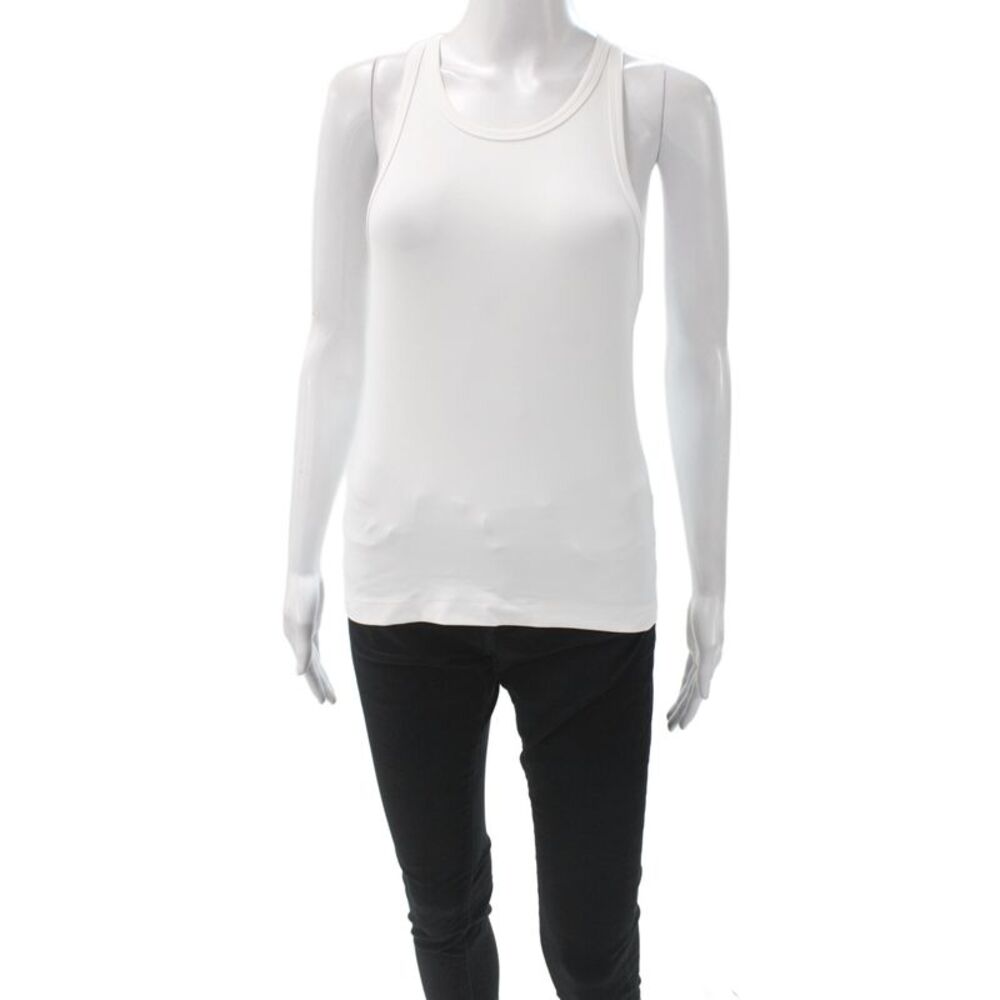 Lululemon Women White Scoop Neck Sleeveless Tank Nylon Athleisure Size 2